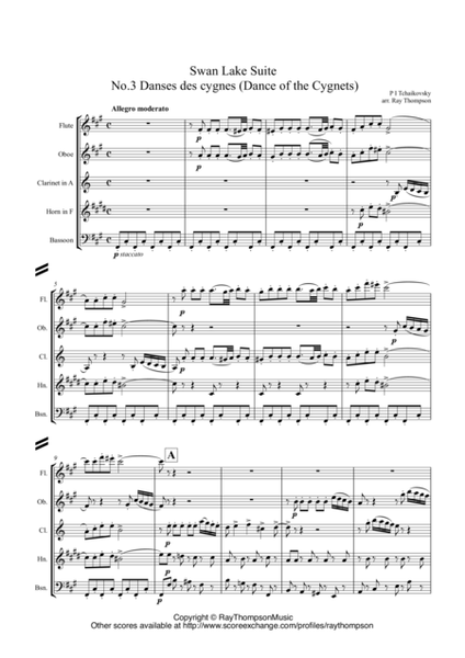Tchaikovsky: Swan Lake Suite Op.20a No.3 Danse des Petite Cygnes-Dance of  the Cygnets - wind quintet by Peter Ilyich Tchaikovsky - Woodwind Quintet -  Digital Sheet Music