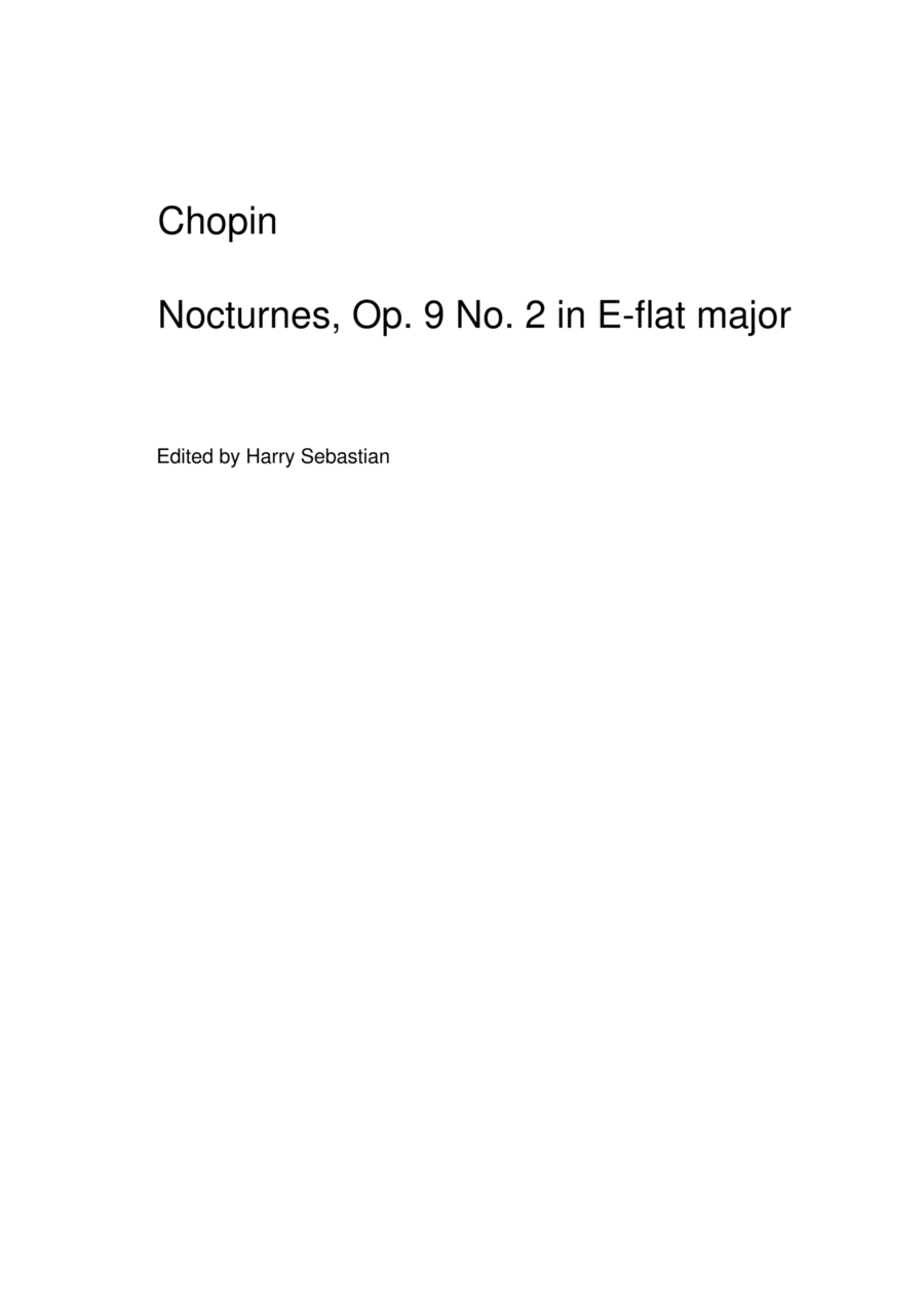 Chopin-Nocturne E Flat Major Op.9 No.2( Piano Solo) Piano Solo scores gallery preview page 1