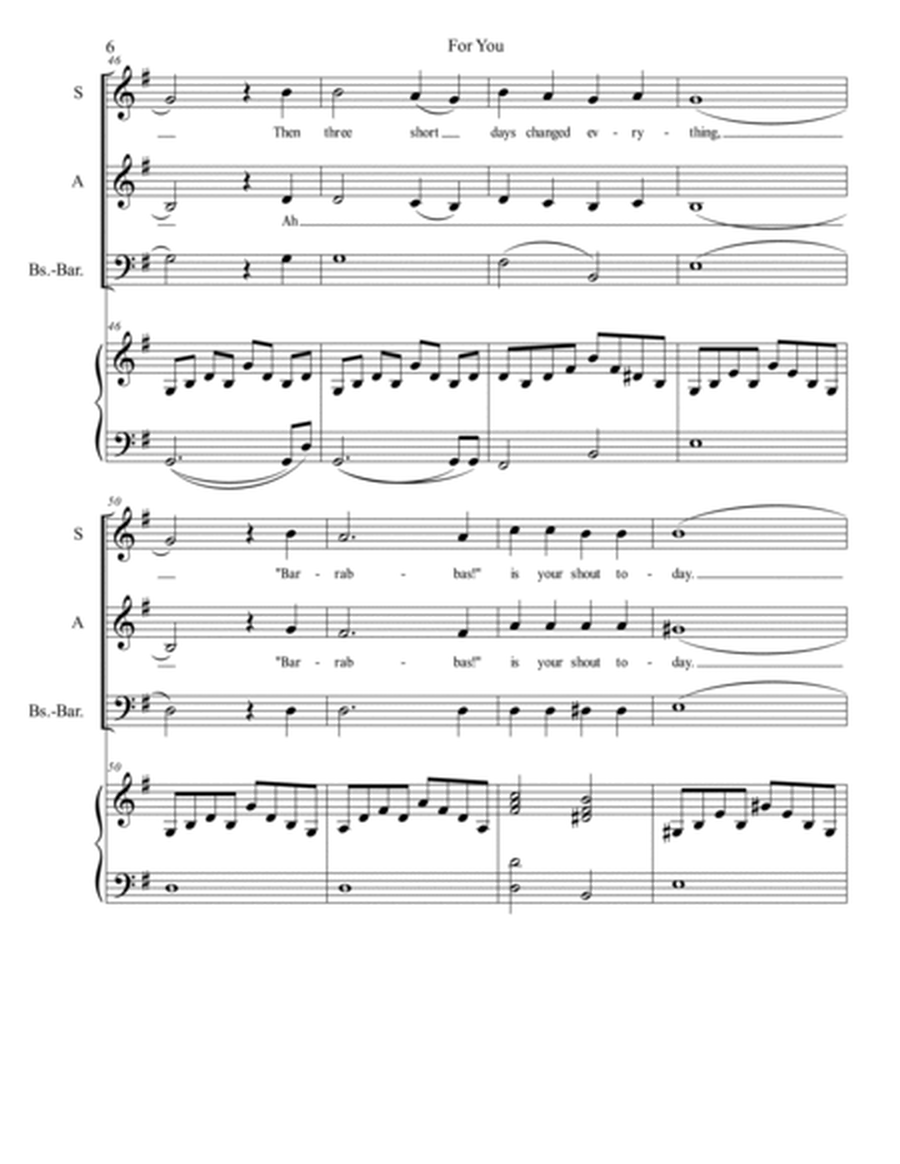 For You (Palm Sunday) -- Palm Sunday anthem, SAB version (SATB available)