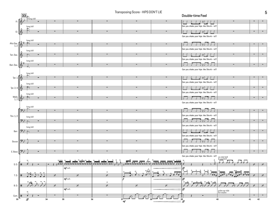 Hips Don't Lie Marching Band scores gallery preview page 5