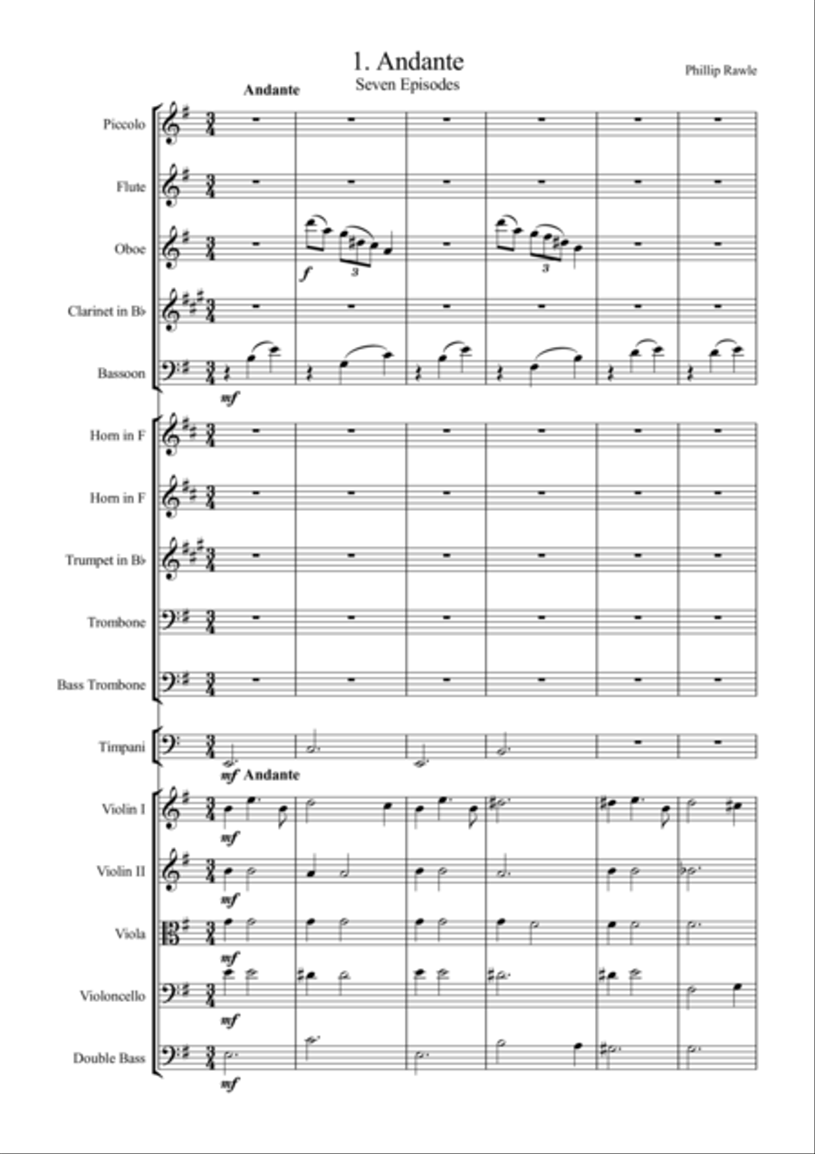 Andante. No. 1 from Seven Episodes for Orchestra Full Orchestra scores gallery preview page 1