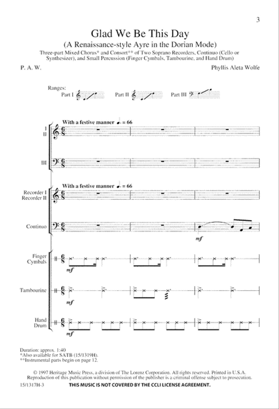 Glad We Be This Day Glad We Be This Day 3-Part scores gallery preview page 3