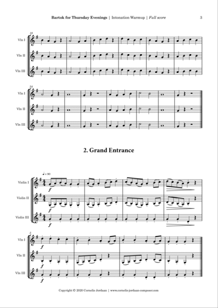 Bartok for Thursday Evenings, easy violin trios String Trio scores gallery preview page 3