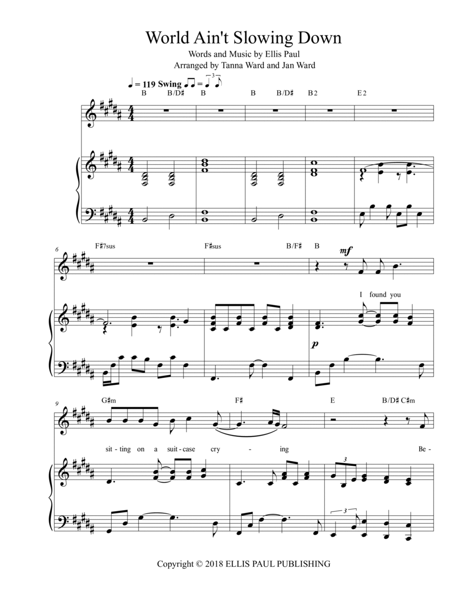 World Ain't Slowing Down Piano, Vocal, Guitar scores gallery preview page 1