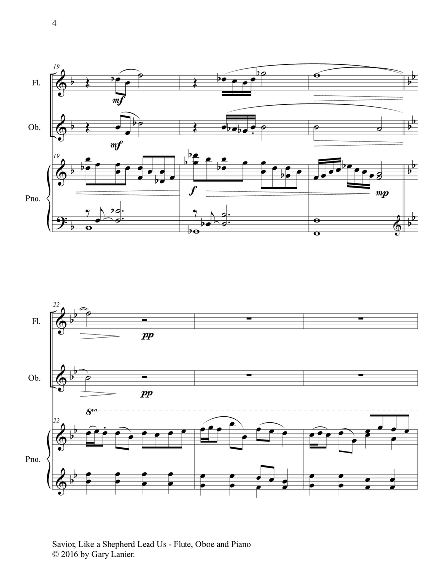 SAVIOR, LIKE A SHEPHERD LEAD US (Trio – Flute, Oboe & Piano with Parts) Woodwind Duet scores gallery preview page 5