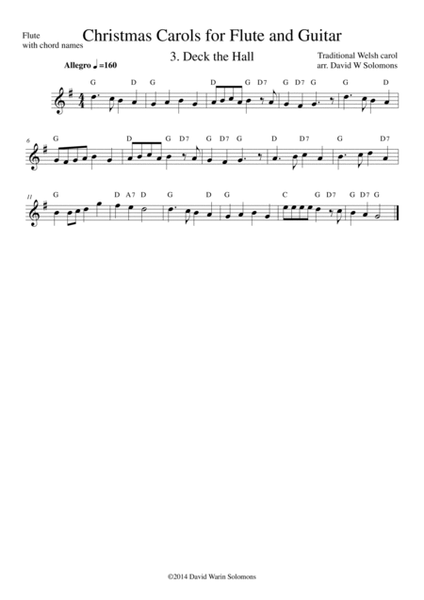 Christmas Carols for flute and guitar No 3 Deck the Hall image number null