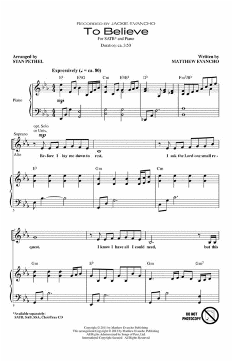 To Believe To Believe Choir scores gallery preview page 2