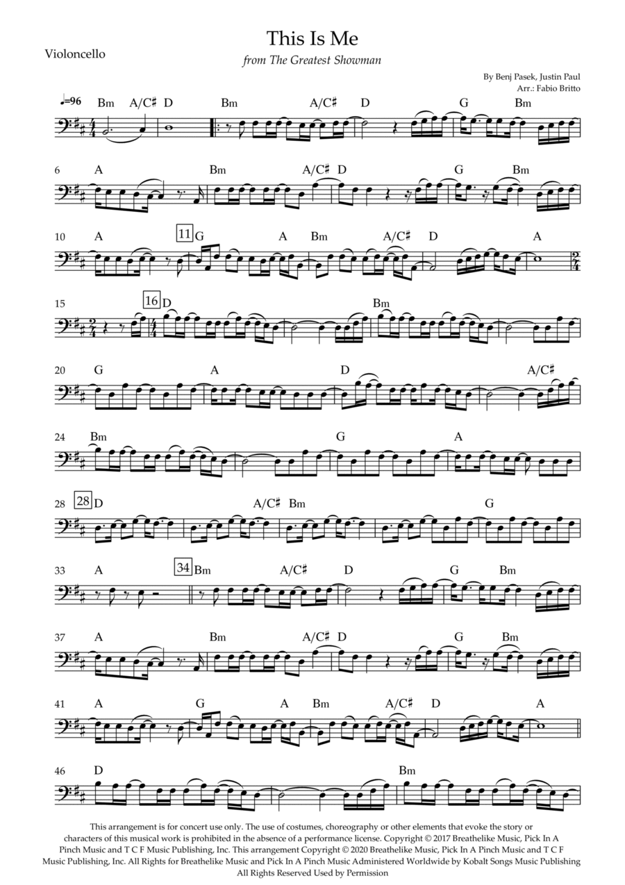 This Is Me This Is Me Cello Solo scores gallery preview page 1