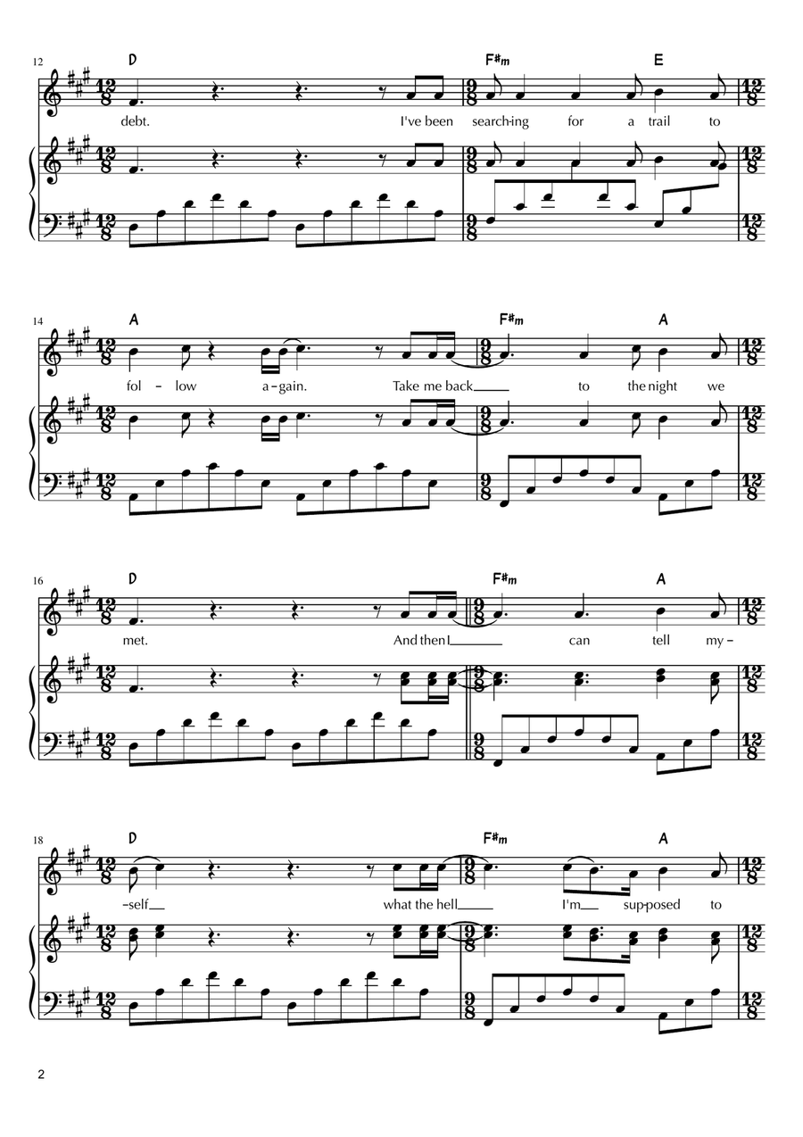 The Night We Met Piano, Vocal scores gallery preview page 2