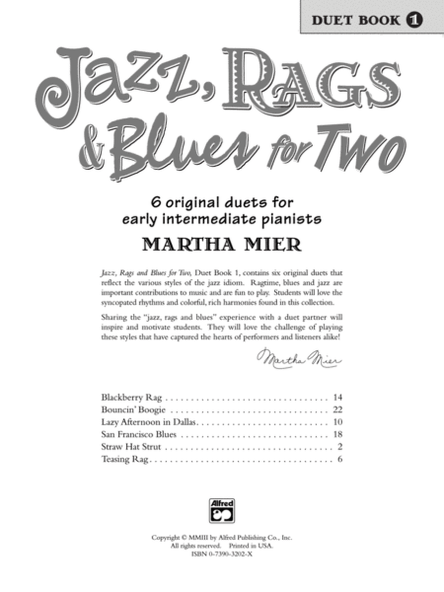 Jazz, Rags & Blues for Two, Book 1 image number null