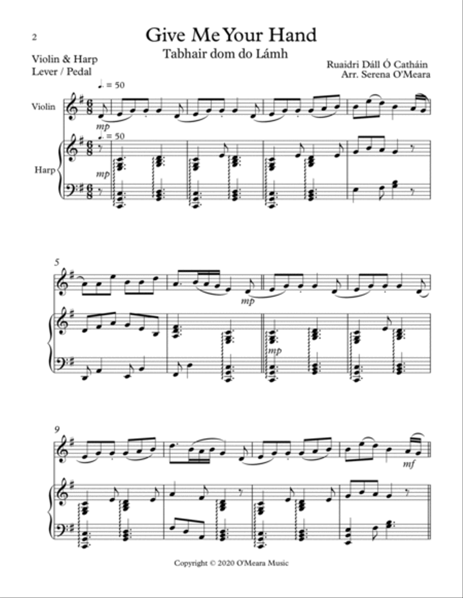 Give Me Your Hand, Duet for Violin & Harp String Duet scores gallery preview page 2