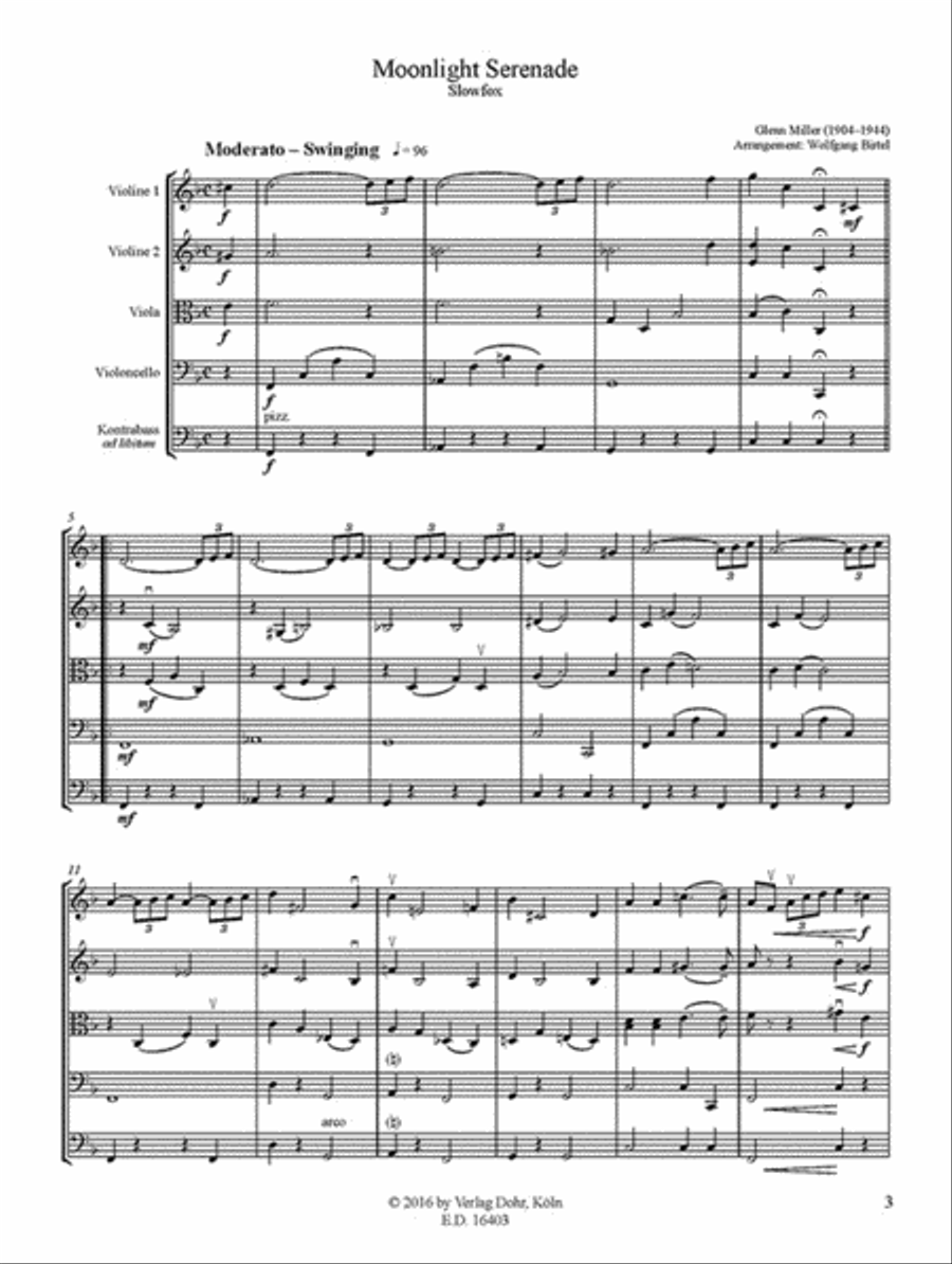Moonlight Serenade -Slowfox- (für Streichquartett) String Quartet scores gallery preview page 2