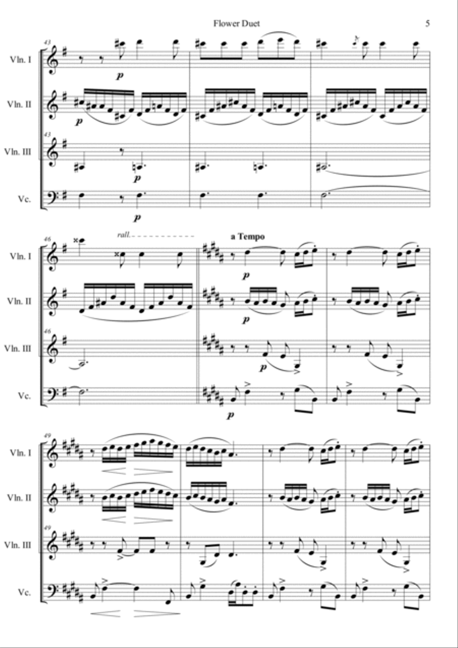 Flower Duet (from Opera Lakme) String Quartet scores gallery preview page 5