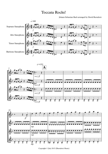 Toccata Rocks! for Saxophone Quartet