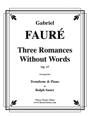 Book cover for Three Romances Without Words Opus 17 for Trombone and Piano