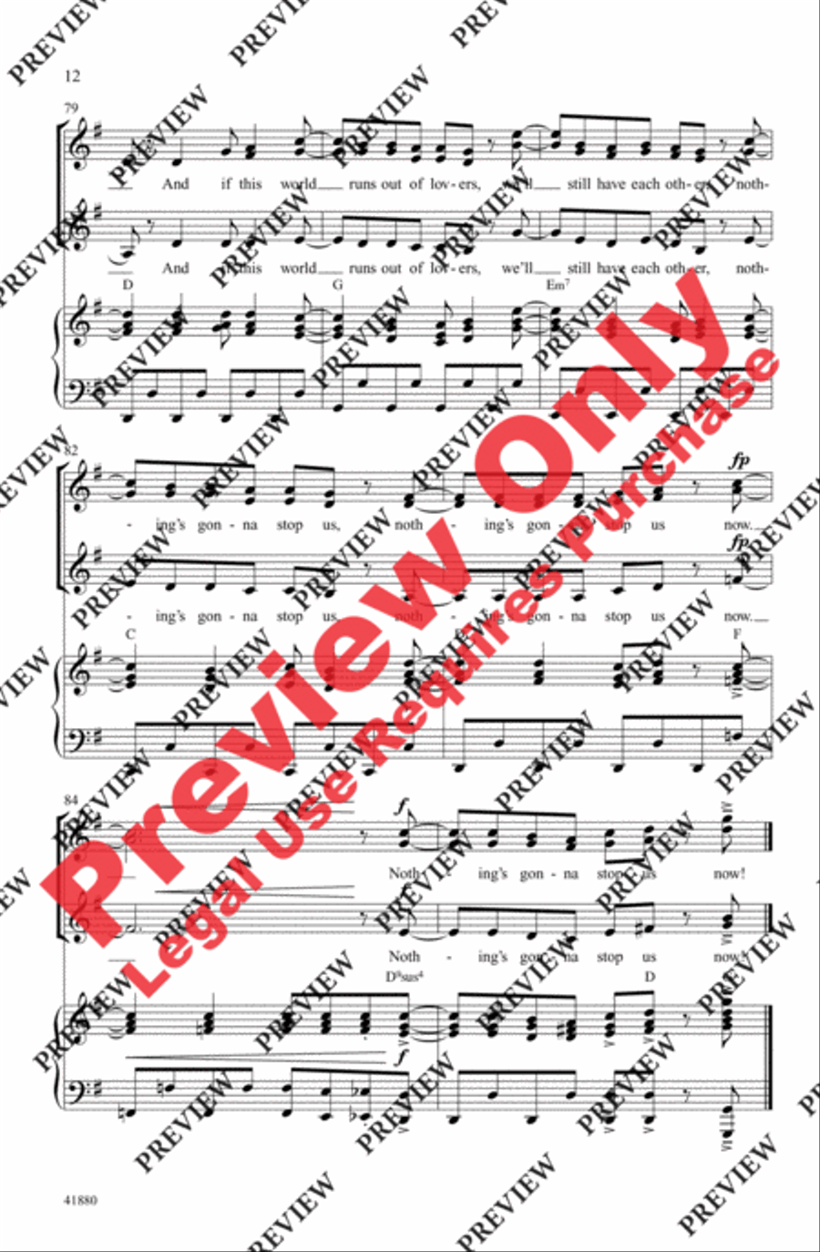 Nothing's Gonna Stop Us Now Women's Choir scores gallery preview page 12