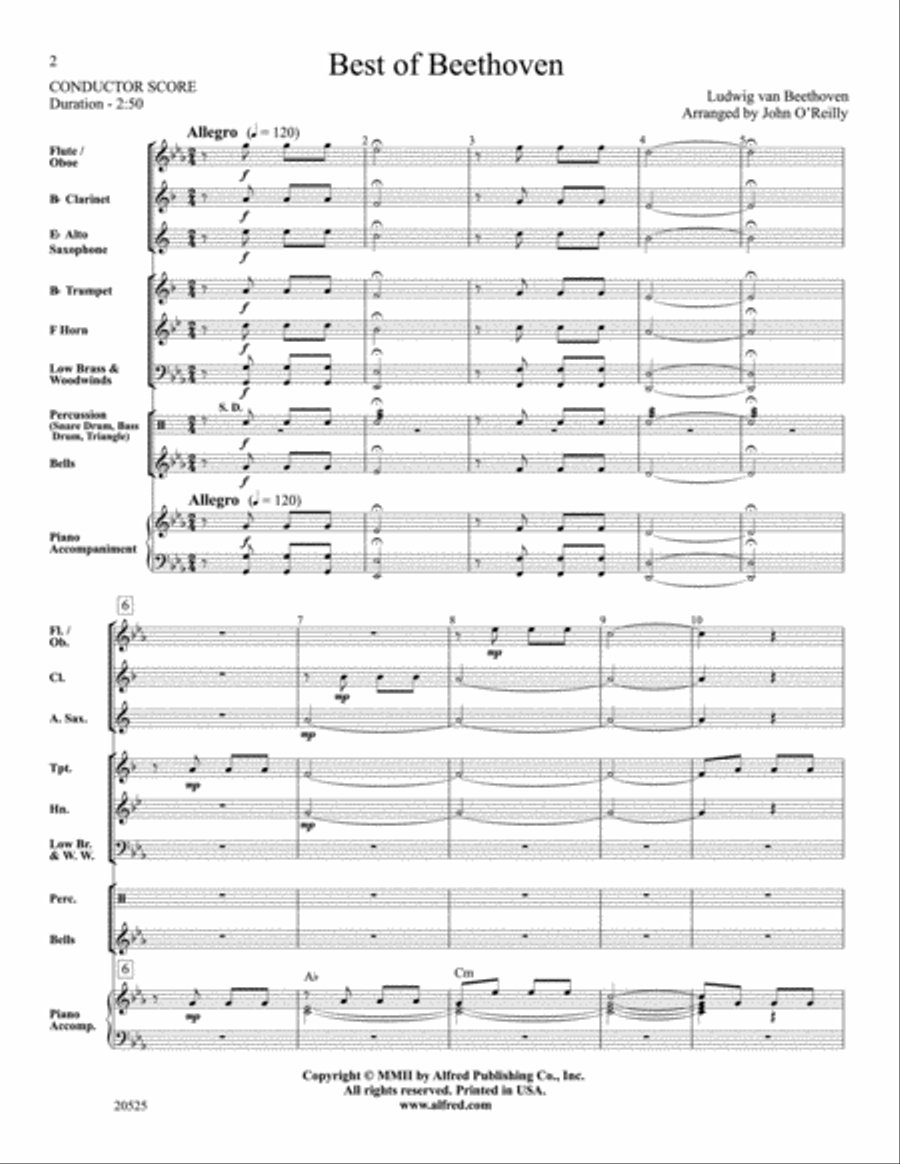 Best of Beethoven Best of Beethoven Concert Band scores gallery preview page 2