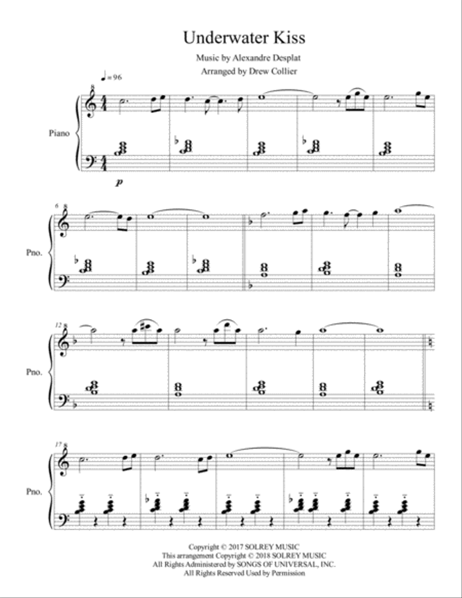Underwater Kiss Underwater Kiss Piano Solo scores gallery preview page 1