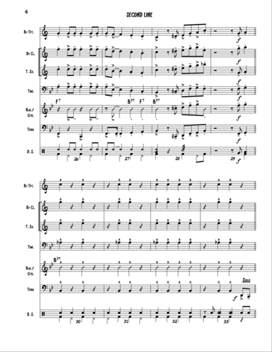 Second Line - Trad. Jazz Combo - New Orleans Brass Band Style Jazz Ensemble scores gallery preview page 4