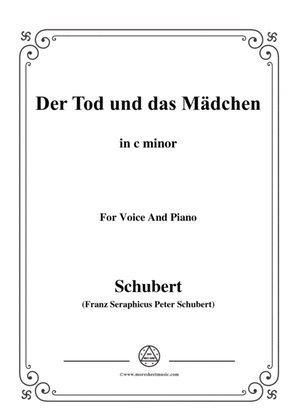 Book cover for Schubert-Der Tod und das Mädchen,Op.7 No.3,in c minor,for Voice&Piano