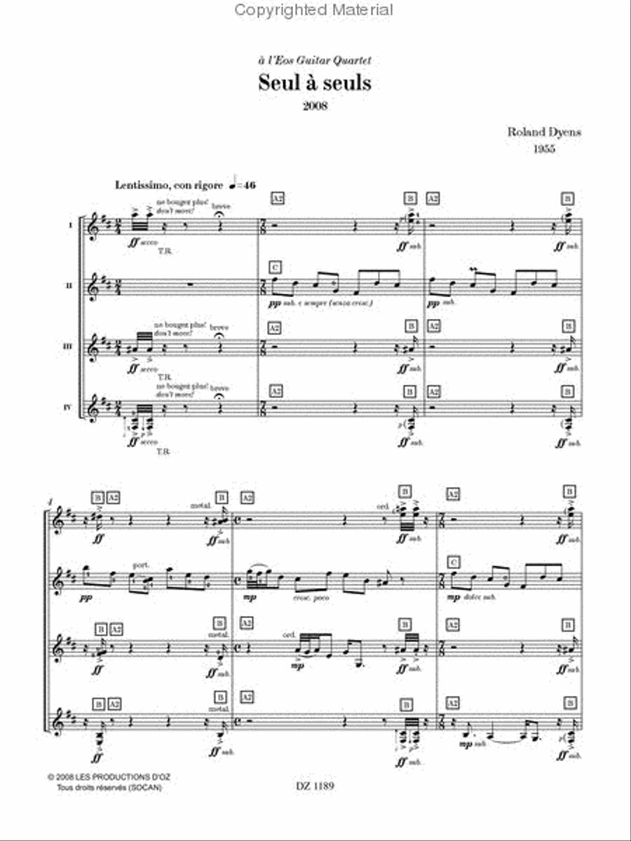 Seul à seuls Seul à seuls Guitar Ensemble scores gallery preview page 2