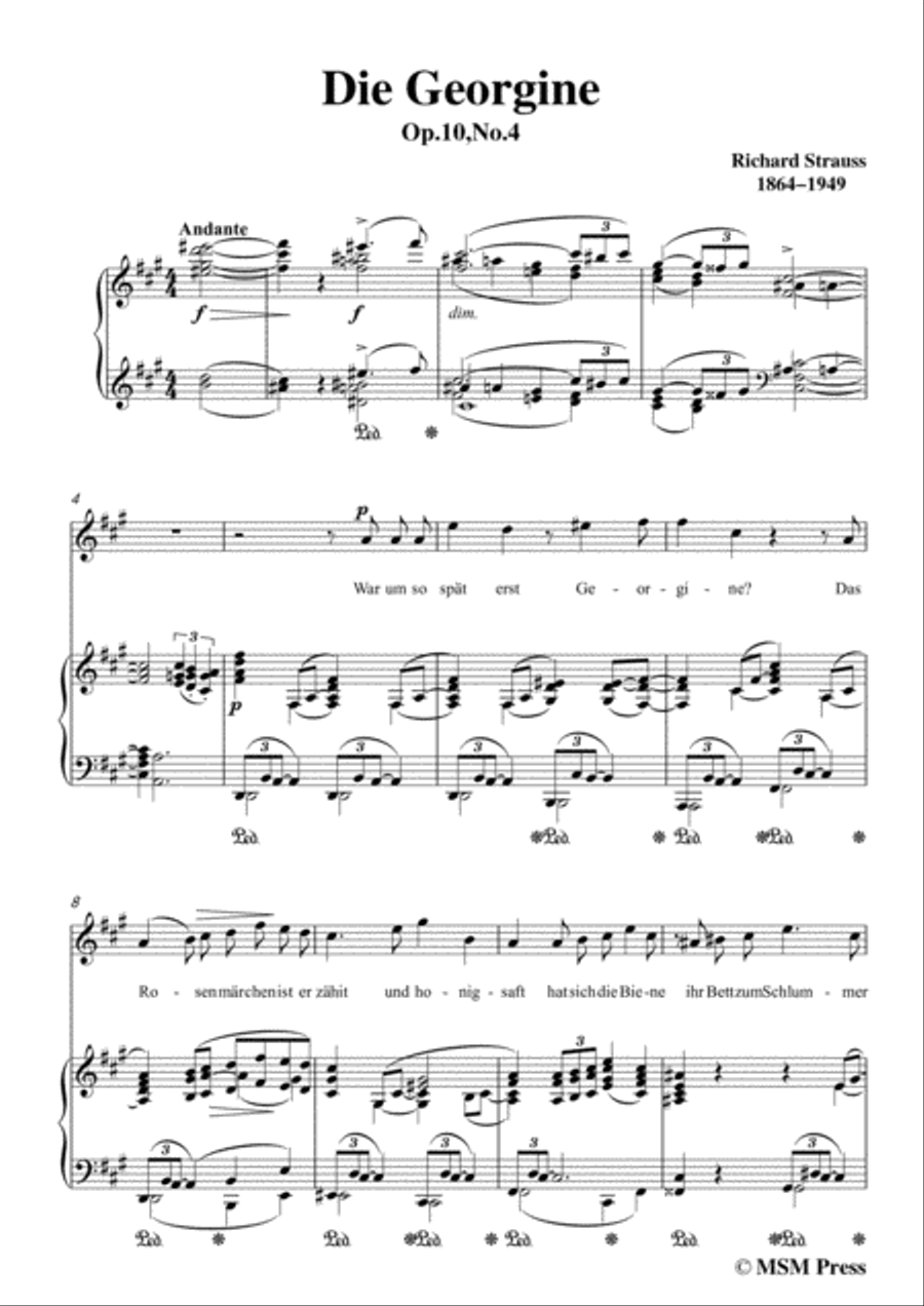 Richard Strauss-Die Georgine in f sharp minor,for Voice and Piano Voice Solo scores gallery preview page 3