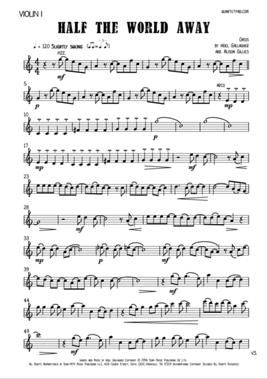 Half The World Away Half The World Away String Quartet scores gallery preview page 6