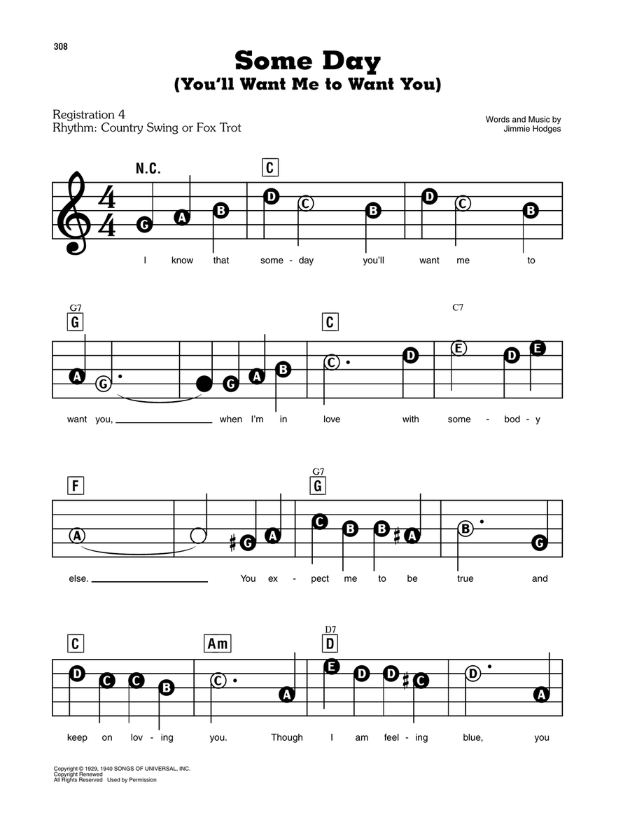 Some Day (You'll Want Me To Want You) Electronic Keyboard scores gallery preview page 1