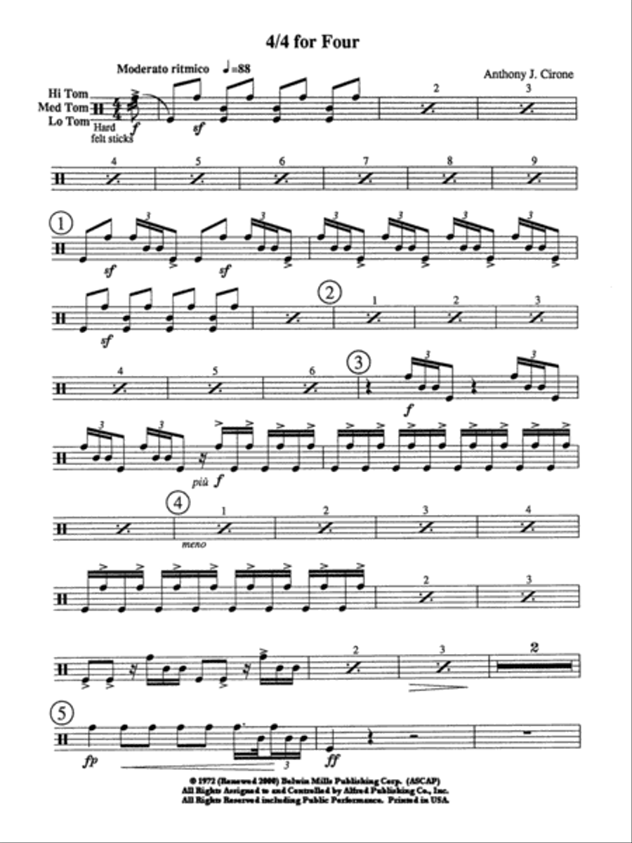 4/4 for Four: HT Percussion Ensemble scores gallery preview page 1