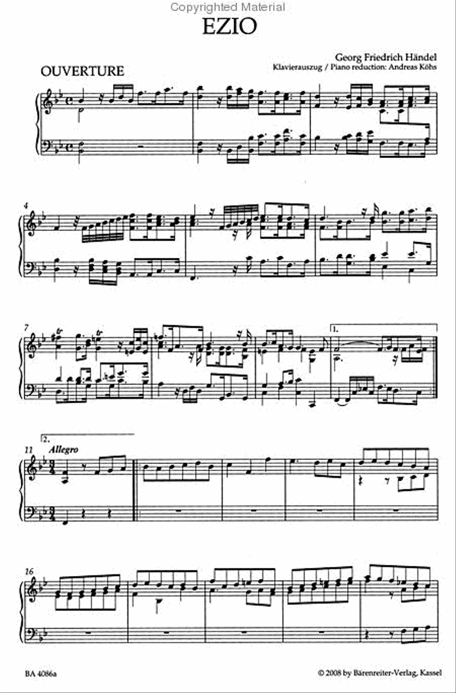 Ezio HWV 29 Tenor Voice scores gallery preview page 2