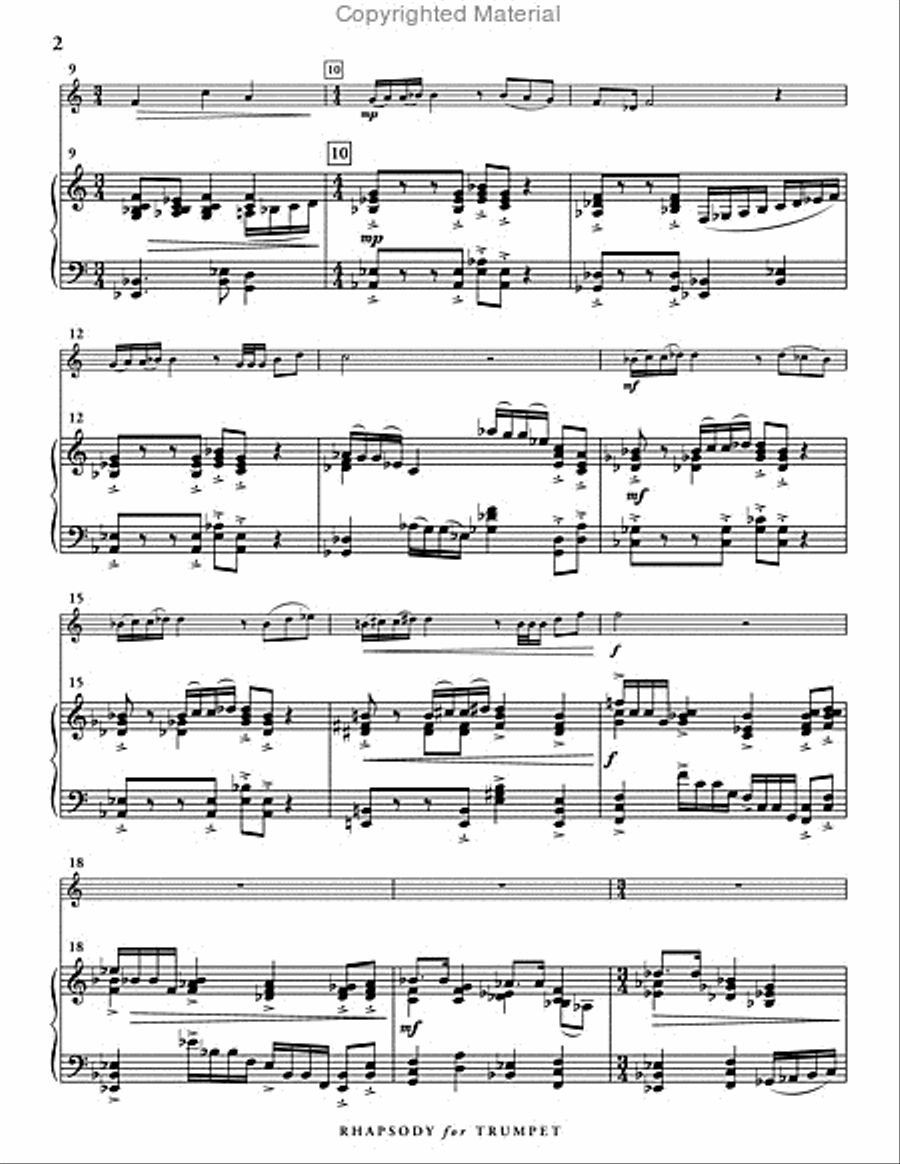 Rhapsody for Trumpet (score & 1 part) Trumpet Solo scores gallery preview page 3