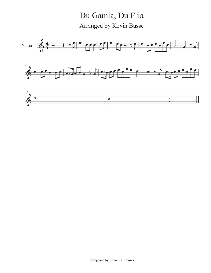 Du Gamla, Du Fria - Violin Violin Solo scores gallery preview page 1