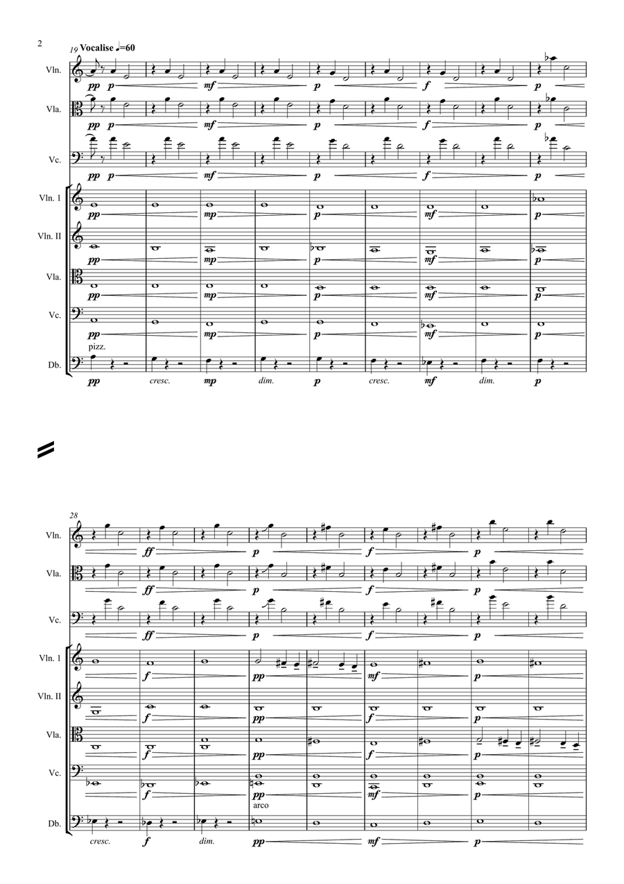 Koral & Vocalise for solo string instrument + string orchestra String Orchestra scores gallery preview page 2