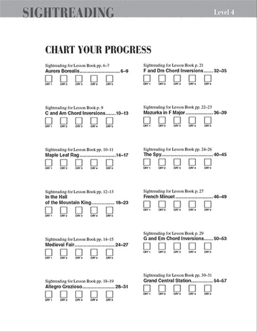 Level 4 - Sightreading Book Piano Method scores gallery preview page 2