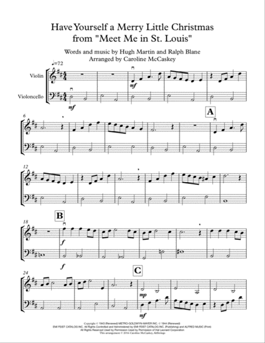 Have Yourself A Merry Little Christmas from MEET ME IN ST. LOUIS String Duet scores gallery preview page 2