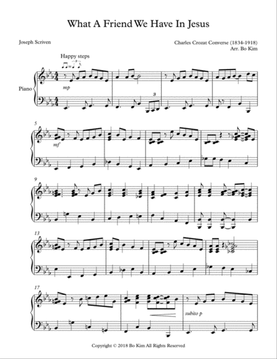 What A Friend We Have In Jesus Piano Solo scores gallery preview page 1