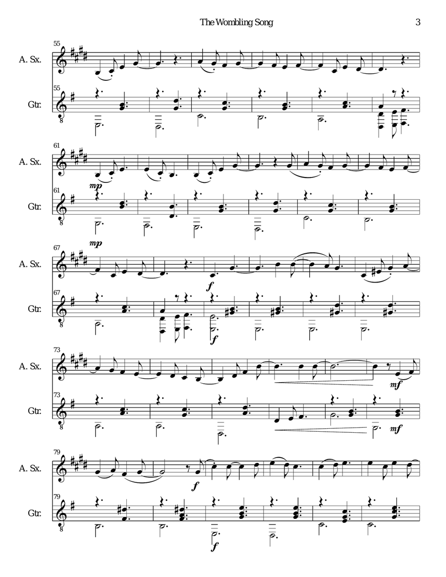 The Wombling Song Alto Saxophone scores gallery preview page 3