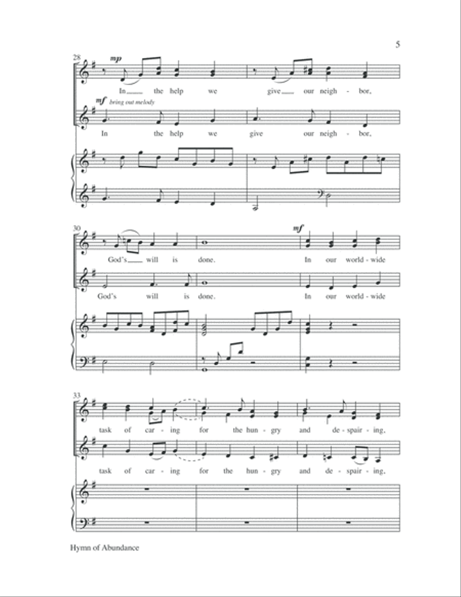 Hymn of Abundance 4-Part scores gallery preview page 5