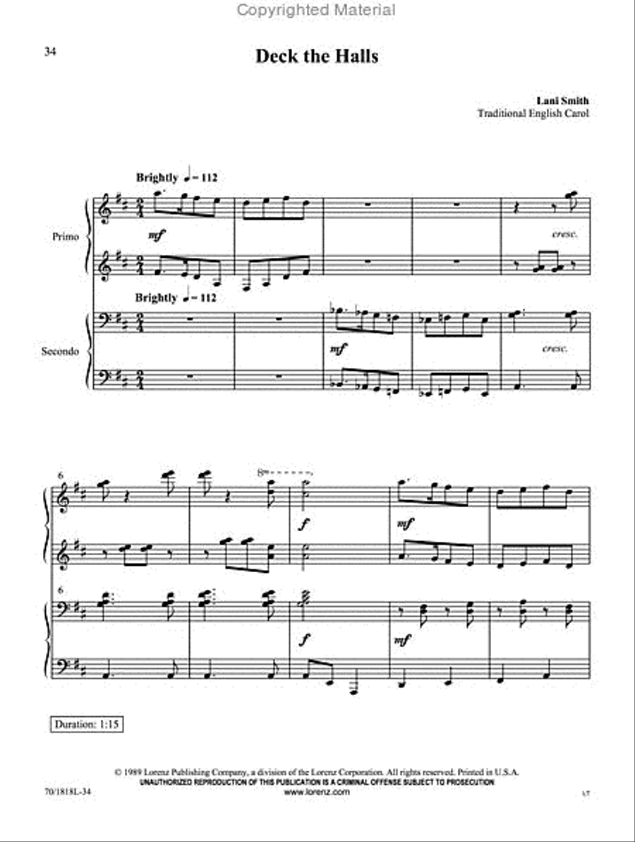 Christmas Light and Bright Piano Duet scores gallery preview page 2