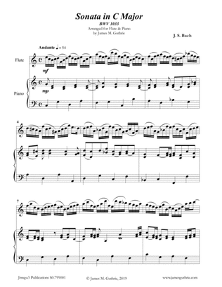 Book cover for BACH: Sonata BWV 1033 for Flute & Piano
