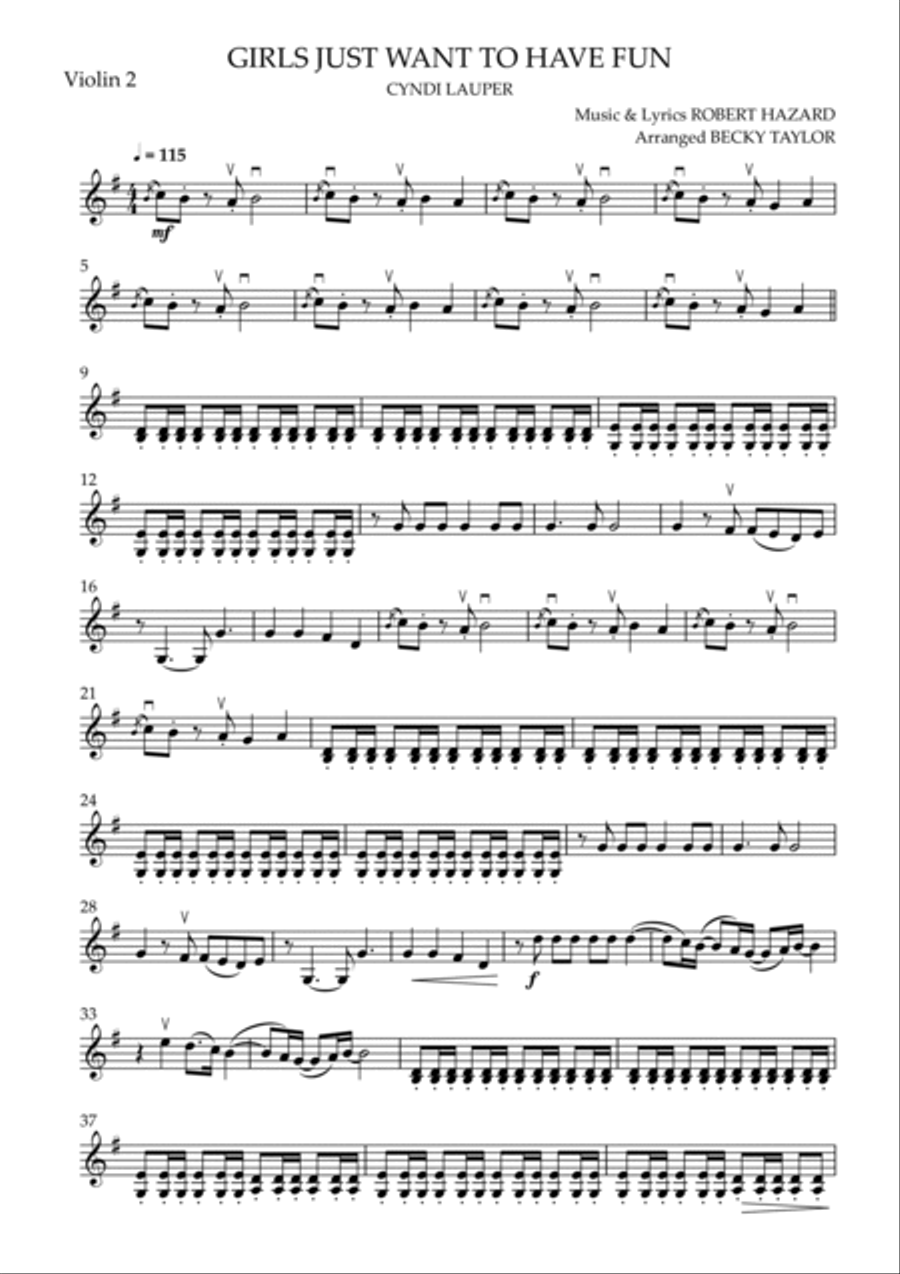 Girls Just Want To Have Fun String Quartet scores gallery preview page 3