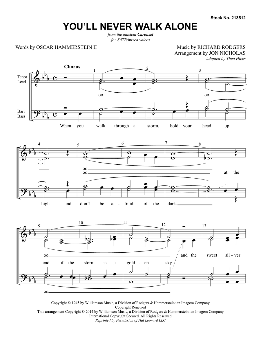 You'll Never Walk Alone (from Carousel) (arr. Jon Nicholas)