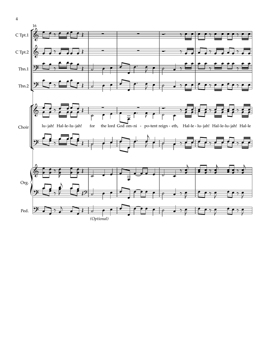 Hallelujah – SATB, Brass Quartet, and Organ 4-Part scores gallery preview page 5
