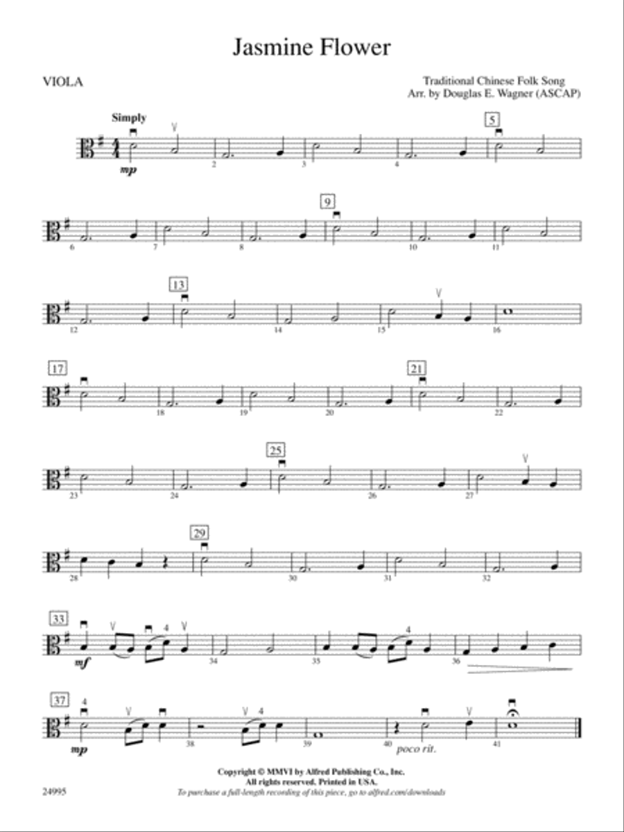 Jasmine Flower: Viola String Orchestra scores gallery preview page 1