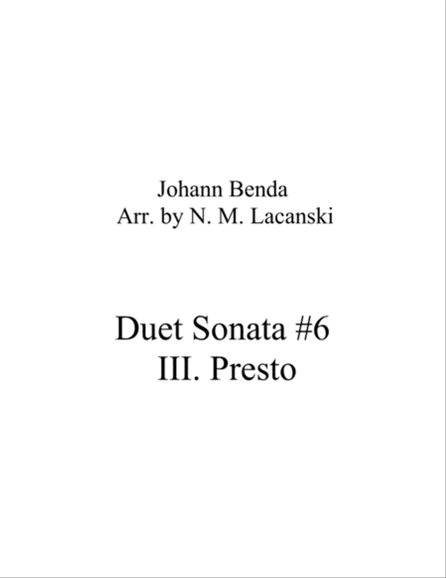 Duet Sonata #6 Movement 3 Presto Flute scores gallery preview page 1