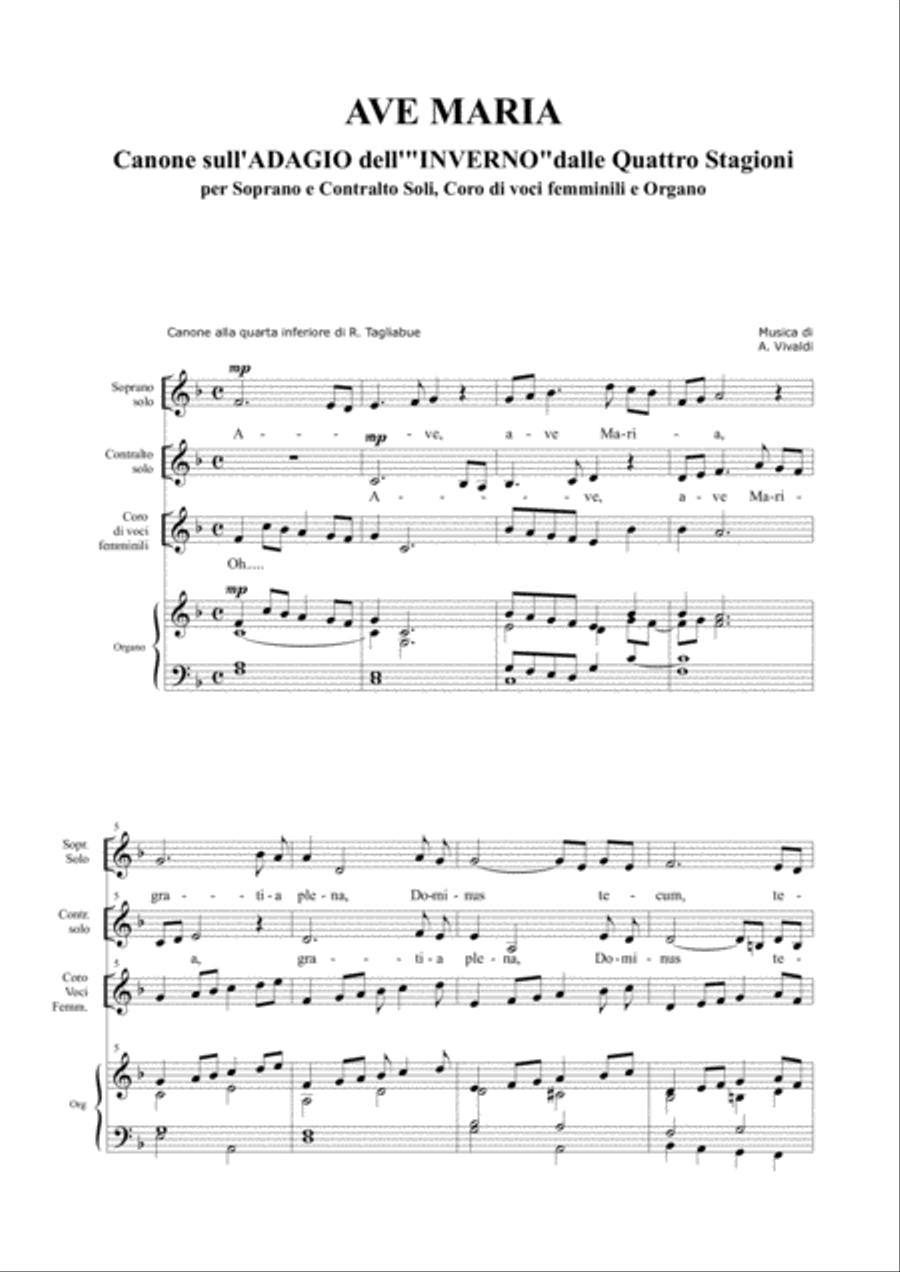 AVE MARIA - Tagliabue - CANON on the ADAGIO: