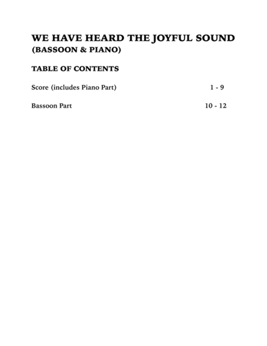 We Have Heard the Joyful Sound (Jesus Saves): Bassoon and Piano image number null