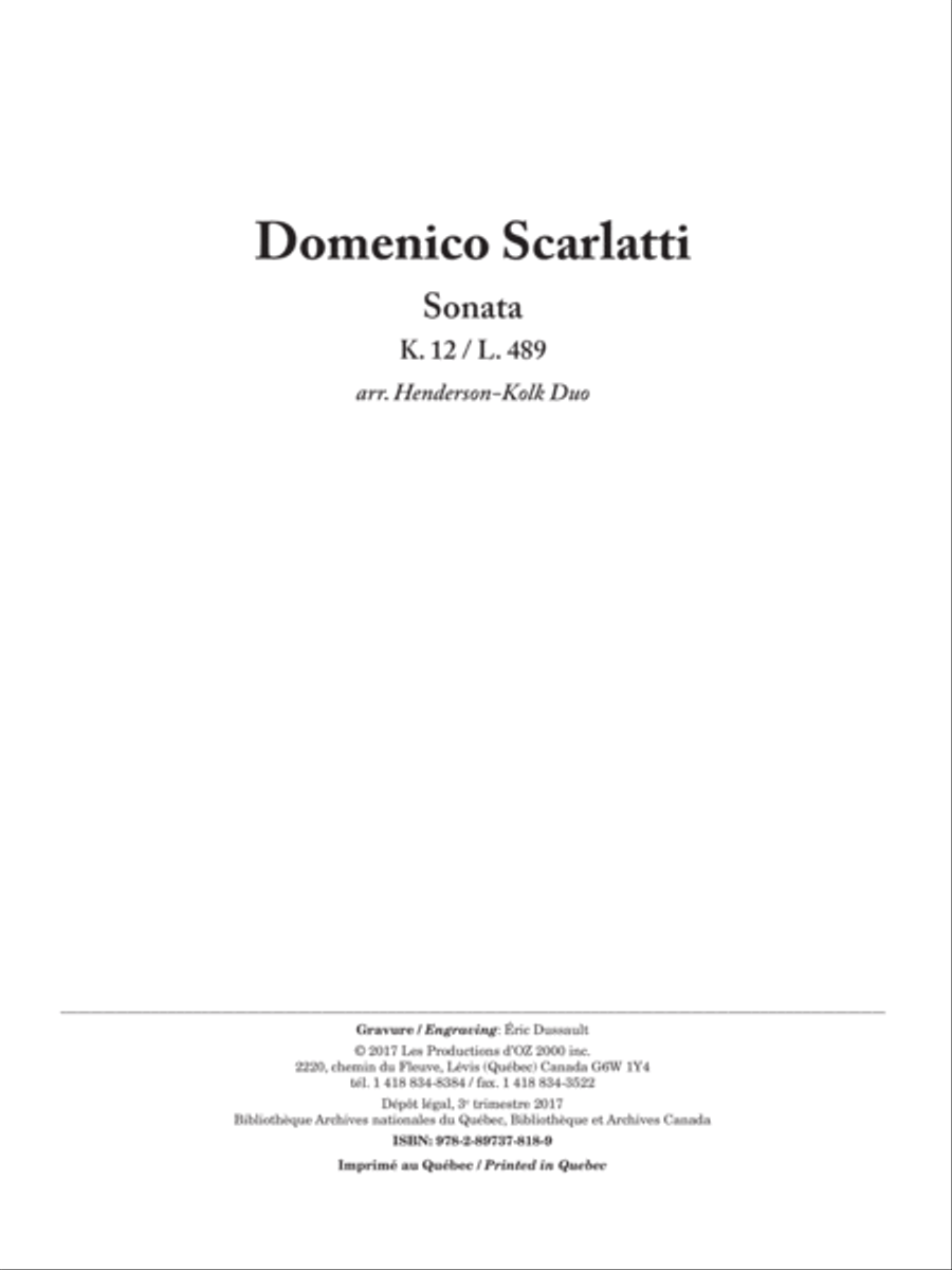 Sonata K. 12 / L. 489 Classical Guitar scores gallery preview page 1