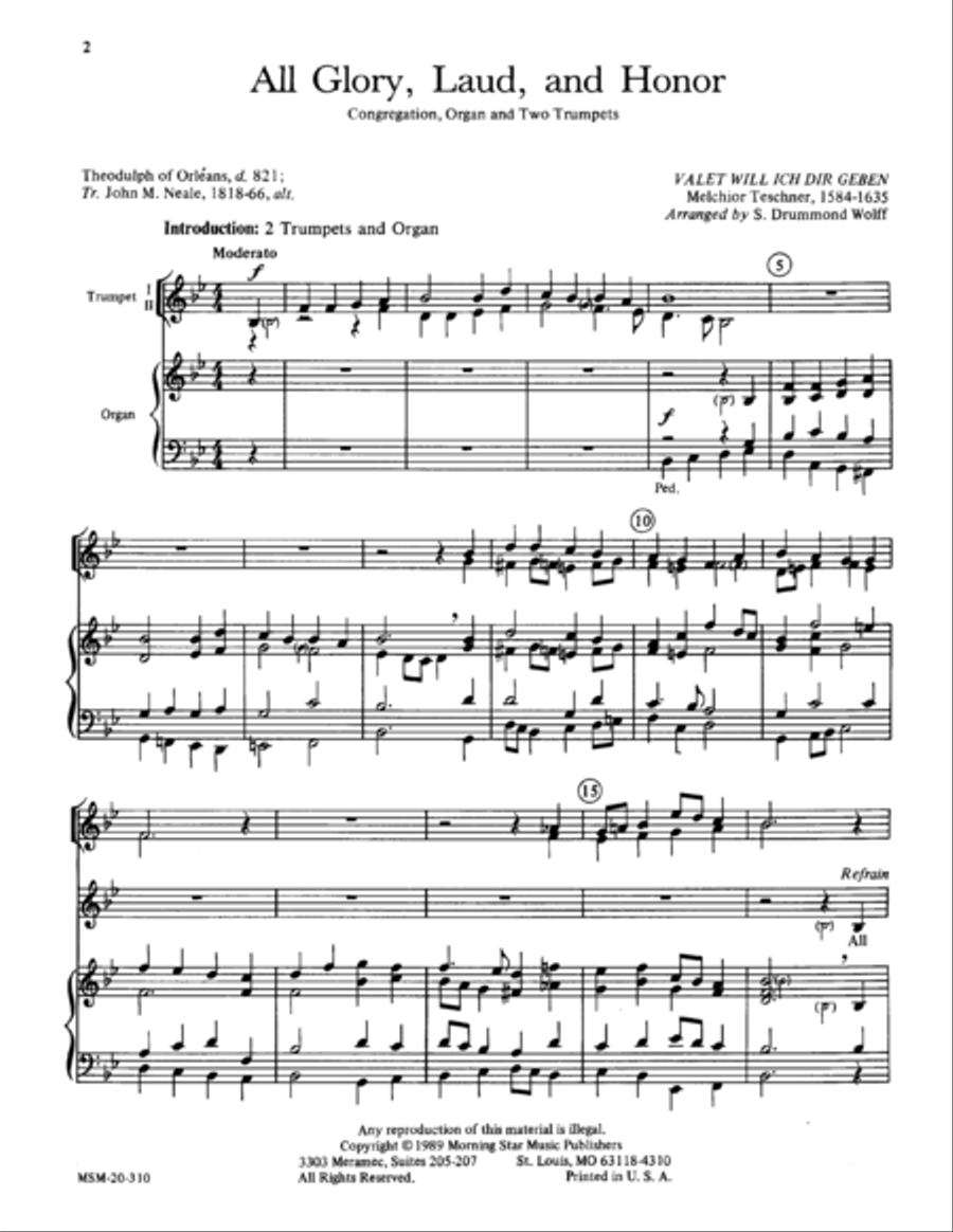 All Glory, Laud, and Honor (Valet will ich dir geben) Choir scores gallery preview page 1