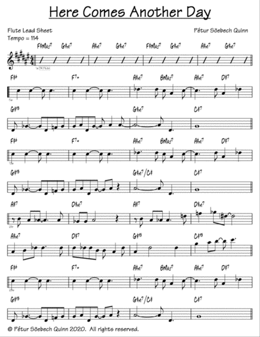 Here Comes Another Day Flute Solo scores gallery preview page 1